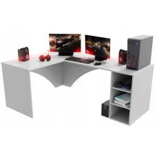 Computer desk corner left Gamer Corner with backlight, white